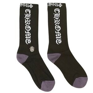 Chrome Hearts Dagger Socks Cross Logo CH Men's Large 9-13 White Black Brand New